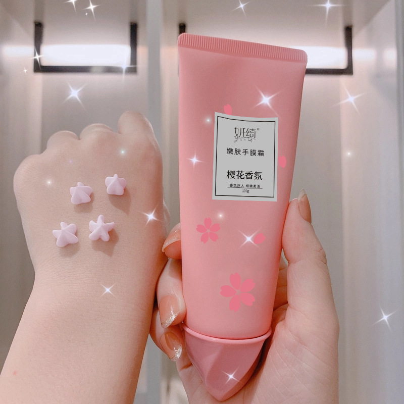 妍绮润肤护手霜手膜霜冰淇淋花瓣补水保湿不油腻嫩肤防裂身体乳 樱花