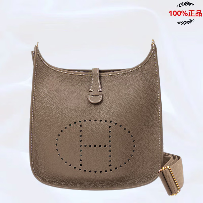 爱马仕(hermes)evelyne 29 系列 女士斜挎包 伊芙琳包 大象灰【金扣】