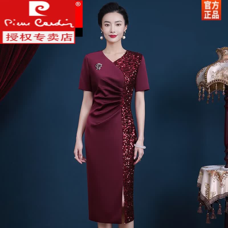 皮尔卡丹（pierre cardin）妈I妈婚宴旗袍感洋气夏新款酒红色喜婆婆礼服高贵年轻喜庆 紫红色 2XL使用感如何?