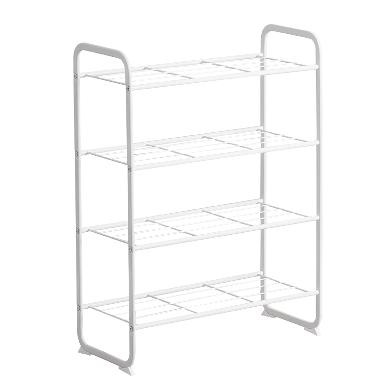 居友简易鞋架收纳鞋柜室内现代多层大容量轻便玄关收纳架子 白色三层【碳钢烤漆/高60cm】