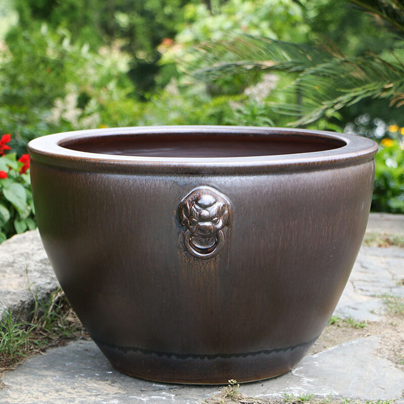 狮伽陶瓷花盆特大号50公分以上养睡莲碗莲盆荷花盆缸陶瓷大花盆室外种