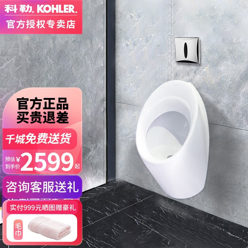 科勒（KOHLER）感应式小便斗男士挂墙式小便器家用酒店小便池壁挂式尿斗18645T 18645T+20368T+交流电源盒怎么看?
