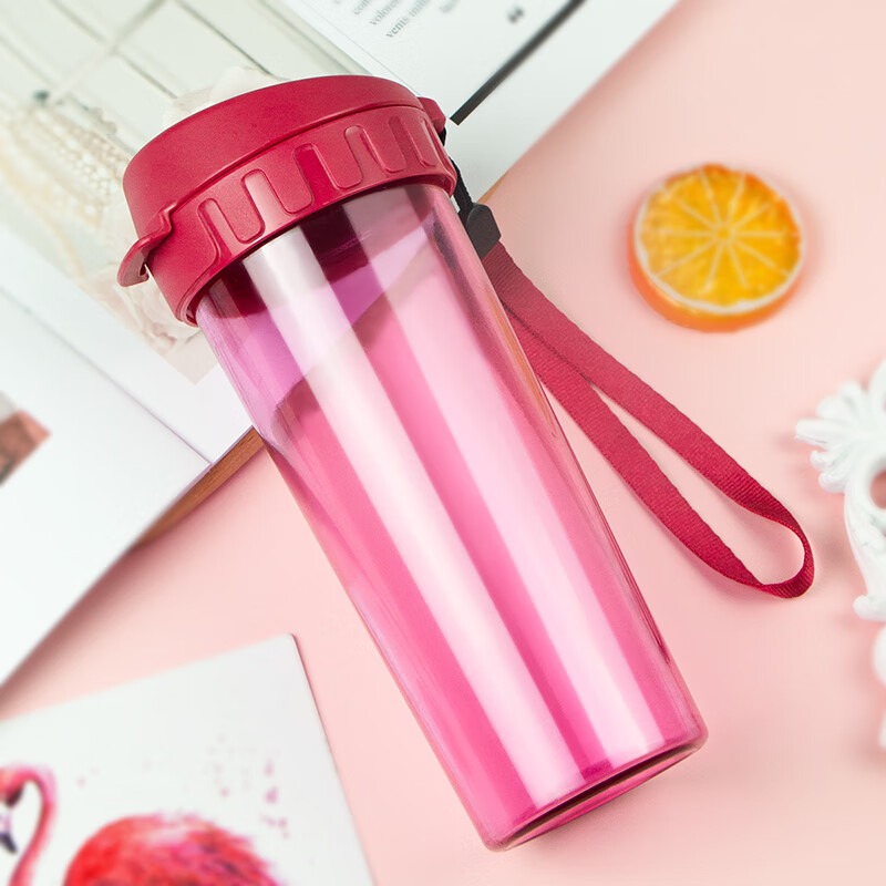 特百惠(tupperware) 水杯茶韵随心杯运动塑料杯带杯绳茶隔 美唇红 500