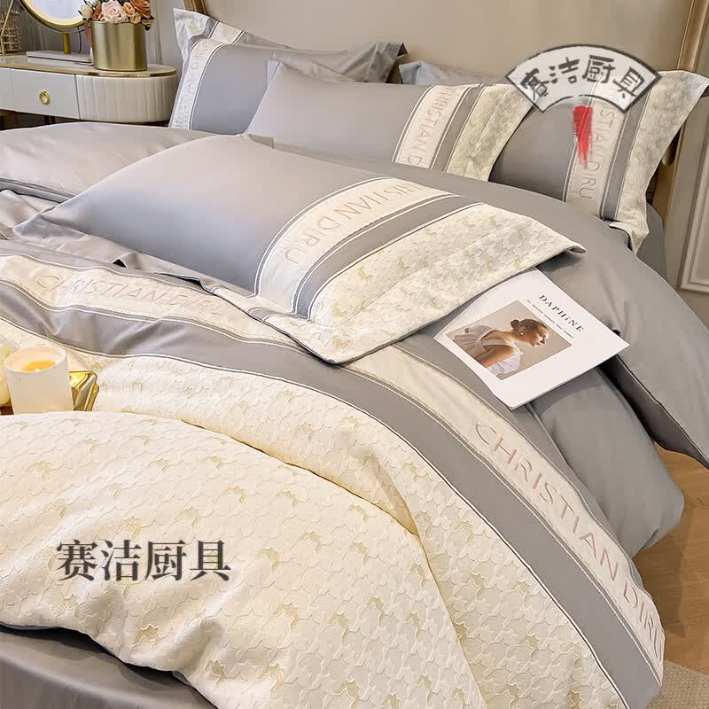 巴宝莉床单四件套220x240100支长绒棉床上棉床单被套床笠轻奢高感