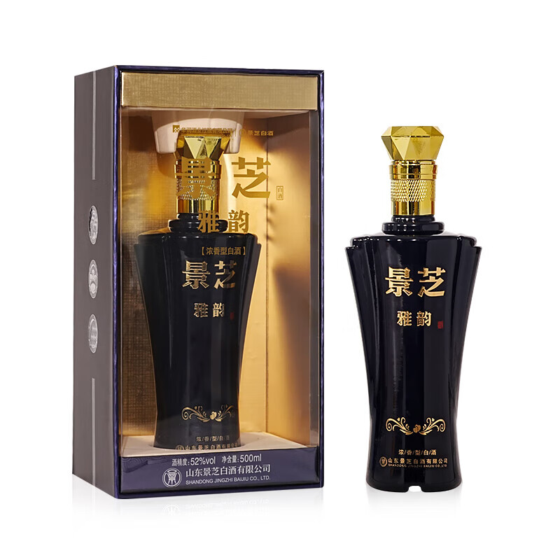 景芝雅韵 52度浓香型白酒500ml 纯粮酒送礼商务宴请白酒整箱山东白酒 52度 500mL 6瓶 原箱配3个手提袋