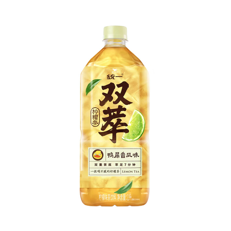 统一双萃柠檬茶1升*2瓶4瓶8瓶装整箱柠檬味茶饮料1000ml畅饮装 双萃
