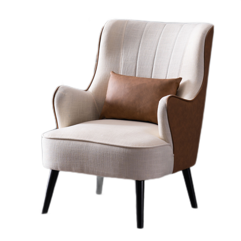 牧席 单人沙发北欧现代简约沙发椅家用布艺接待酒店黑脚单人椅 颜色序号备注【沙发+脚凳】