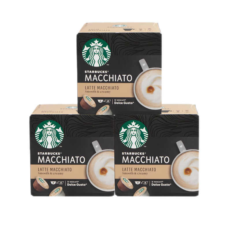 星巴克（Starbucks）星巴克多趣酷思胶囊咖啡花式黑咖适用dolce gusto咖啡机三盒套装 星巴克-拿铁玛奇朵 三盒