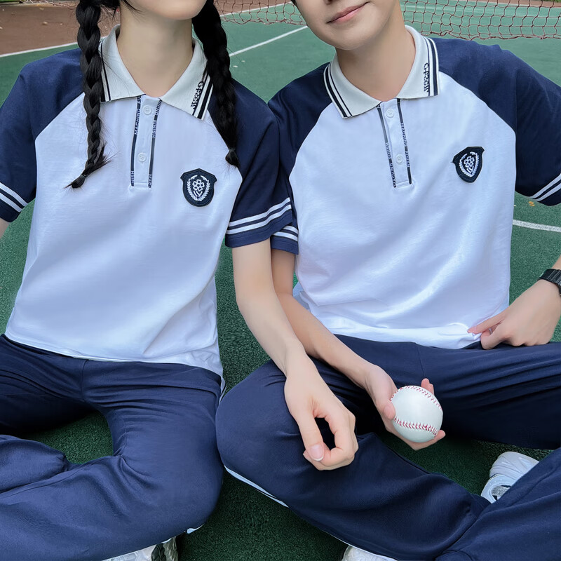 鲁邦爵高中生班服校服套装男毕业班服学院风生运动会校服中学生短袖