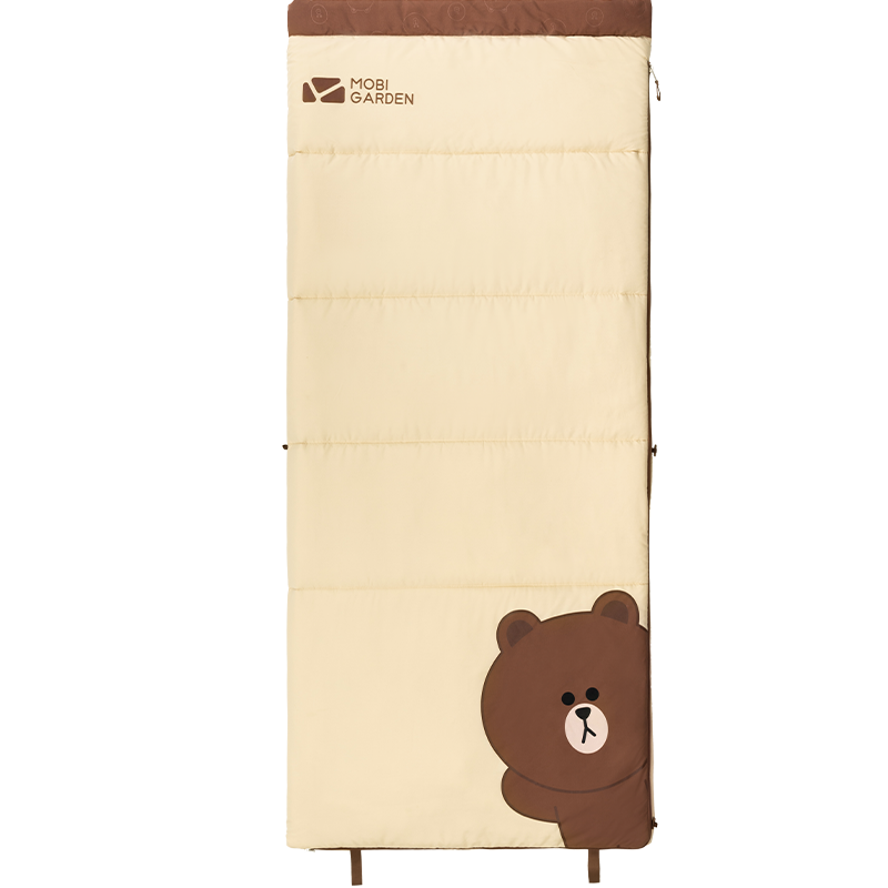 牧高笛（MOBIGARDEN） Line Friends合作款 户外保暖便携信封式睡袋夏月 布朗熊米白
