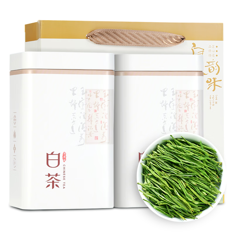 茶满纪茶叶绿茶安吉特产白叶一号白茶珍稀明前125g*2罐茶叶礼盒送礼