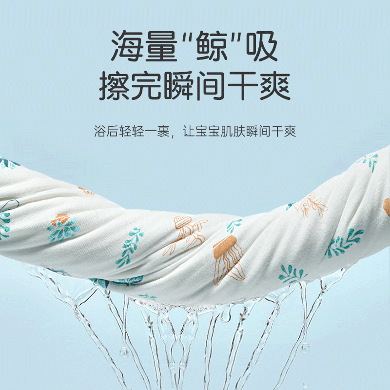 贝谷贝谷浴巾儿童洗澡巾新生儿吸水6层纱布包巾婴儿浴巾抱被新生宝宝包被 110*110cm森林象