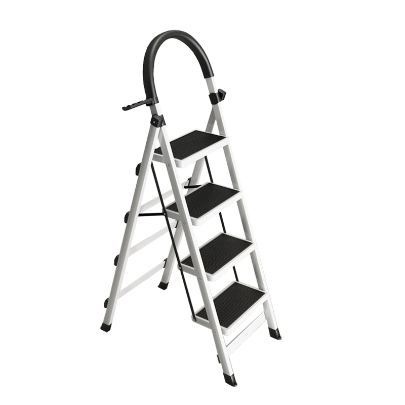 【心质家】梯子家用人字梯加厚铁梯折叠梯子楼梯多功能梯子登高梯室内梯子爬梯合梯家用扶梯踏步梯 白色四步梯