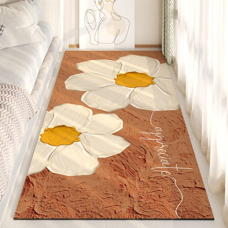 仿羊羔绒床边地毯北欧轻奢风茶几毯家用简约现代沙发毯卧室地毯 花样