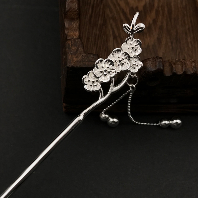 s999银发簪女复古风中式古典宫廷步摇头饰流苏盘发饰汉服头簪子 1.