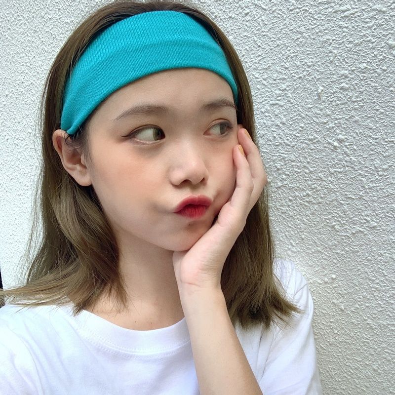 沃尔逊 束发带外出运动发箍女百搭洗脸头带简约色跑步宽边头饰头套 湖