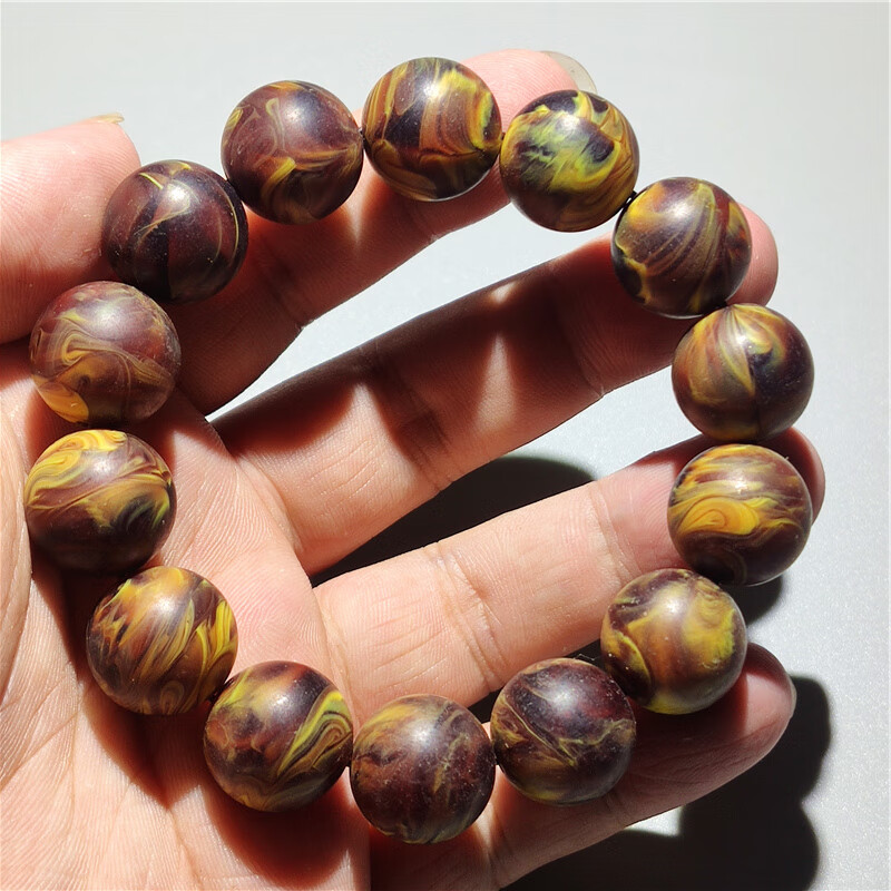 璀福银楼龙涎香手串单圈灰琥珀手链移动香水持久留香佛珠安 16mm