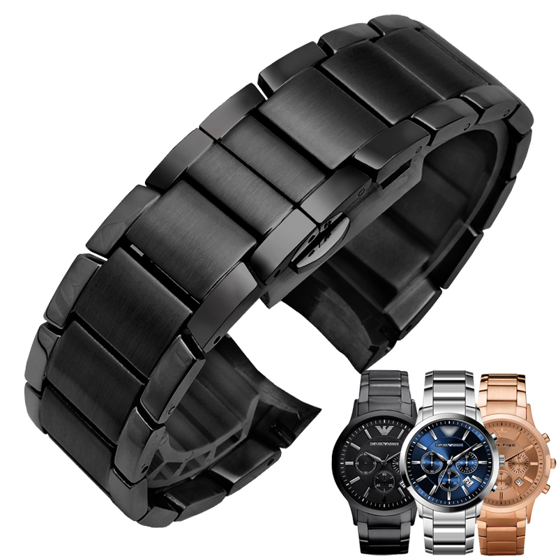 磨砂精钢手表带适配阿玛尼ar2434 2448 2457 2432 2458表链男不锈钢