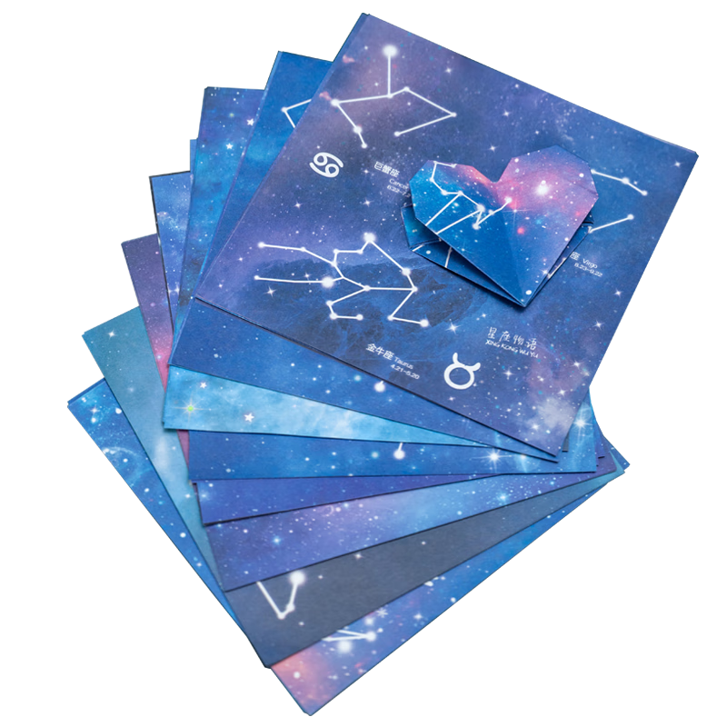 NVV 星空折紙 100張15*15cm十二星座千紙鶴彩色手工折紙 學(xué)生益智趣味彩色剪紙彩紙兒童手折紙BQ-H15Z-100