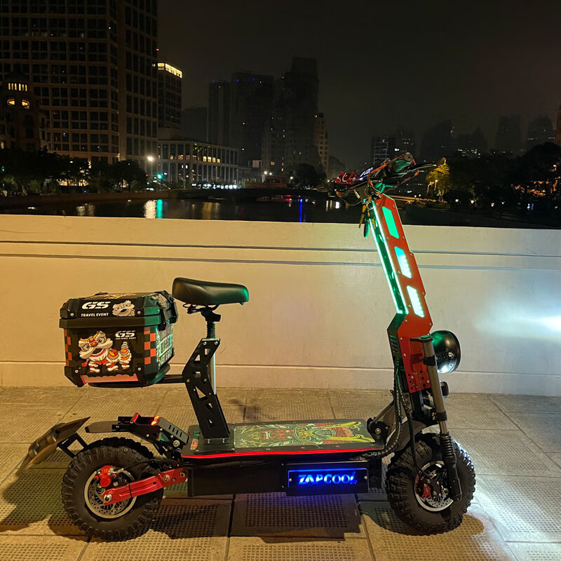 赛普迪巨无霸13寸60u72v10000w100Ah续航300高速越野折叠双驱电动滑板车 黑14寸越野72v10000W100A速100Km 60u