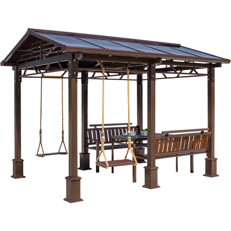 嘉勒美 户外凉亭花园四角景观亭长廊遮雨棚民宿室外庭院露天家用休闲亭子 遥乐秋千亭子
