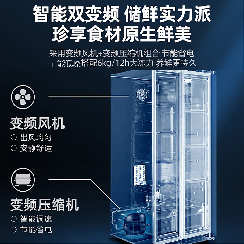 康佳（KONKA）388升对开双开门电冰箱双变频风冷电脑温控 节能保鲜 两门家用 水润鲜超薄系列BCD-388WEGY5SP