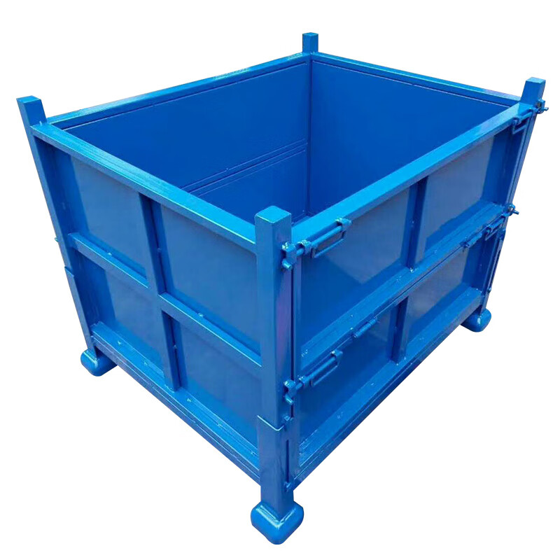折叠金属周转箱 堆垛箱钢制物流仓储箱 重型铁皮物料箱 可折叠大铁箱