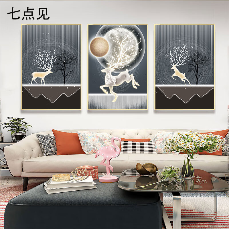 89839 60*40cm烤瓷晶瓷画 黑色铝框