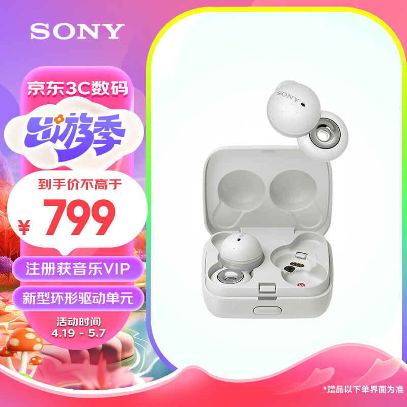 索尼（SONY）LinkBuds 真无线 开放式 蓝牙耳机 IPX4防水 环形振膜 高清通话 白色