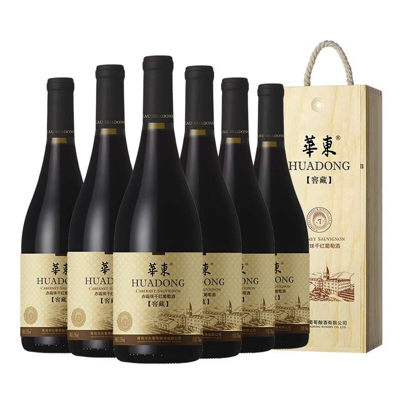 华东（HUADONG）【窖藏7】赤霞珠干红葡萄酒 红酒 招待宴请送礼 整箱装 750ml*6瓶