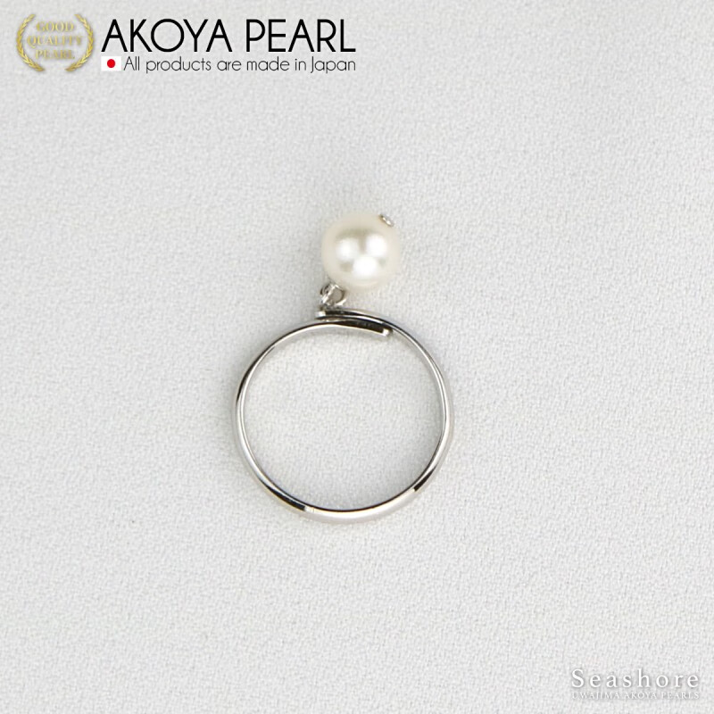 akoya 【爱媛县特产】珍珠女士戒指摇摆型戒指可自由尺寸 6.5-7.