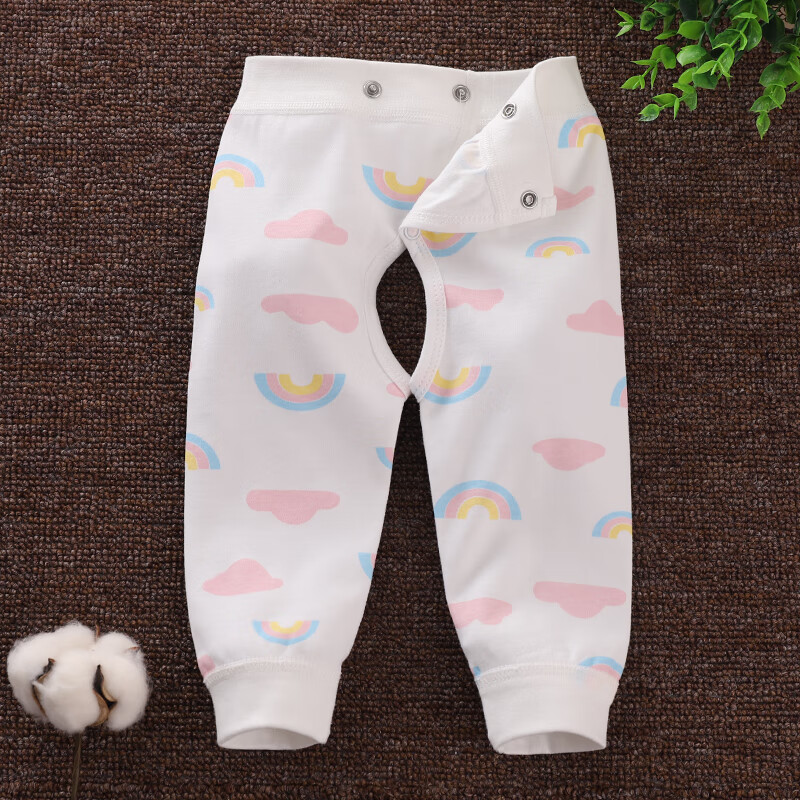 承承鹿新生婴儿纯棉裤子春秋冬男女宝宝可调节开裆衬裤秋裤高腰护肚线