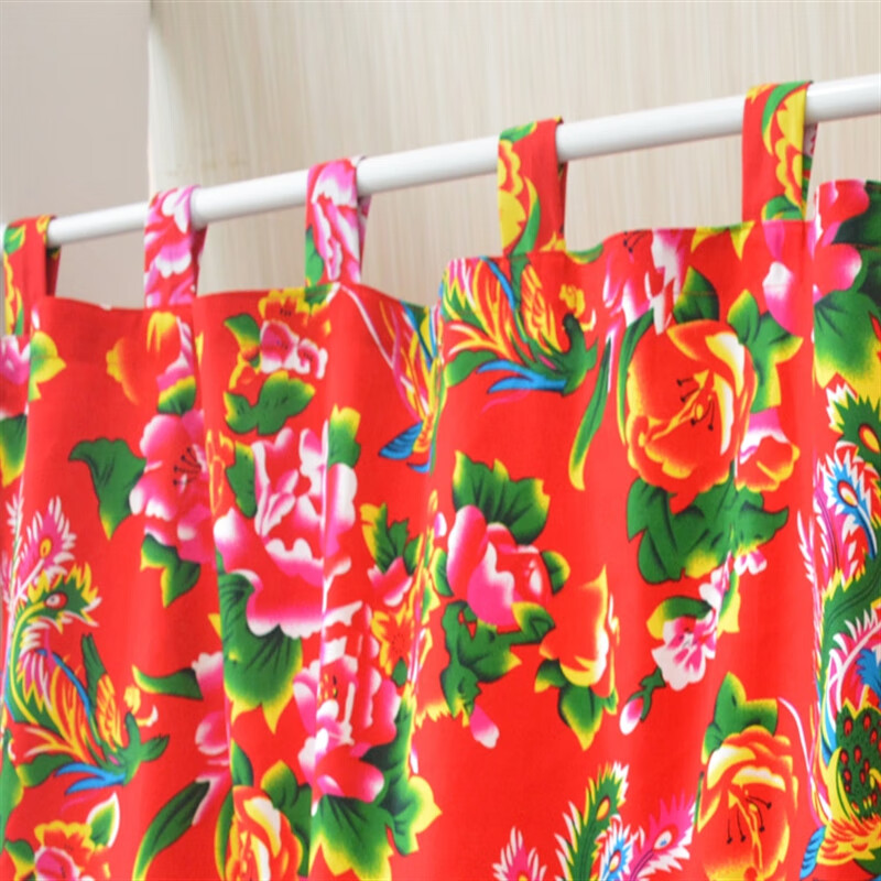 云漫卿东北大花门帘 东北大花布窗帘短窗半帘厨房饭店专用门帘农家乐