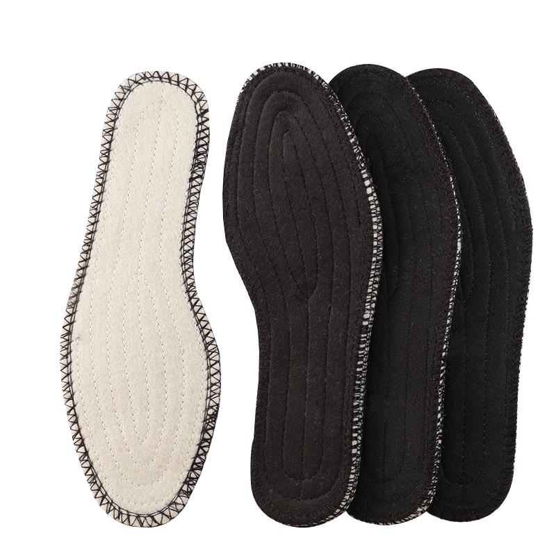 3AnGnI 羊毛保暖鞋垫加绒加厚防寒男女吸汗透气软毛毡棉鞋垫冬季 【3双装】黑色羊毛保暖款 42码