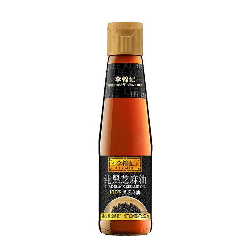 李锦记 纯黑芝麻油207ml/瓶 凉拌菜香油 麻油鸡麻油 家用调味品