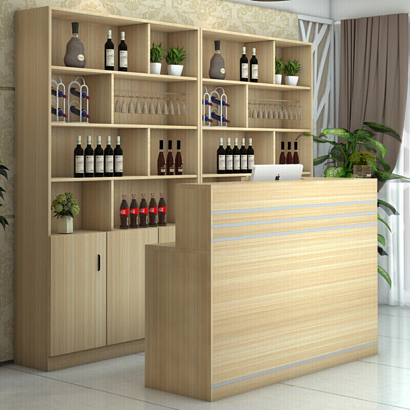 饭店收银台柜台转角吧台餐厅酒店宾馆前台立式酒柜组合落地展示柜定制