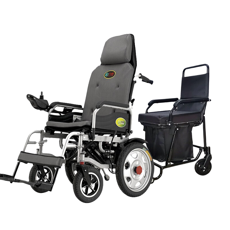 九圓電動(dòng)輪椅車?yán)夏耆穗p人殘疾人家用可折疊輕便智能全自動(dòng)老人 至尊雙人高靠背【40鋰電+可后控】