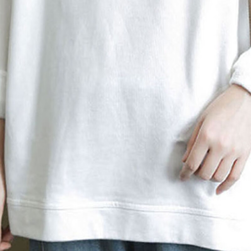 子牧棉麻秋装 女文艺百搭卫衣韩版宽松长袖外套显瘦长袖T恤上衣8671 黑色 M (建议105斤以内)