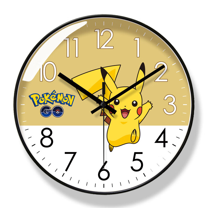 宠物小精灵皮卡丘客厅钟表卡通卧室挂钟时钟时尚创意低音电波钟表
