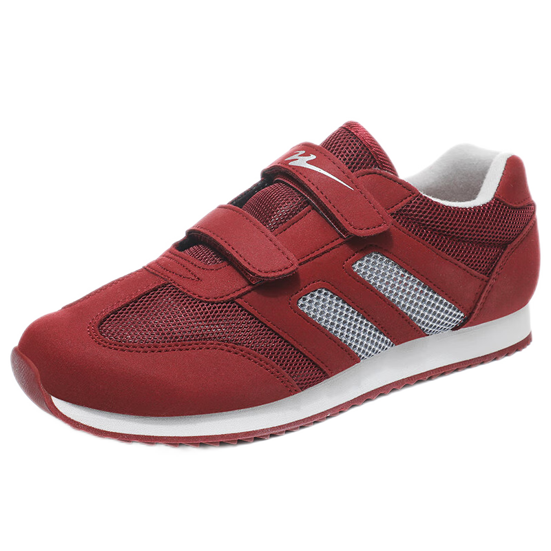 雙星八特八超老人鞋男女春秋季軟底輕便運動鞋中老年網(wǎng)面休閑旅游健步鞋 酒紅【網(wǎng)面】 38