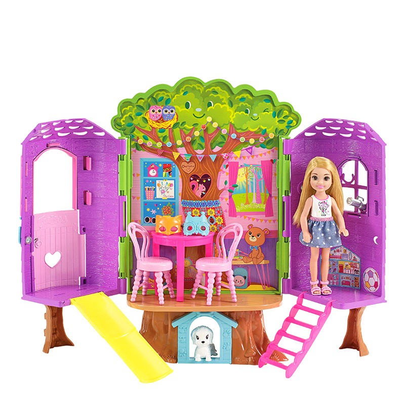 芭比(Barbie)儿童玩具女孩礼物洋娃娃角色扮演过家家玩具套装芭比娃娃生日礼物-小凯莉树屋FPF83
