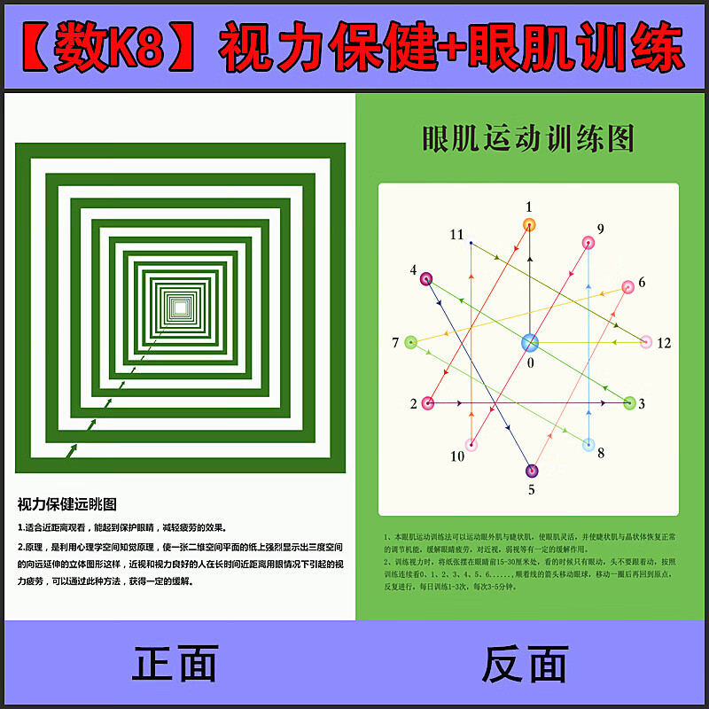 卡片儿童眼睛肌肉放松训练眼保健操便携式卡 【数k8】视力保健 眼肌
