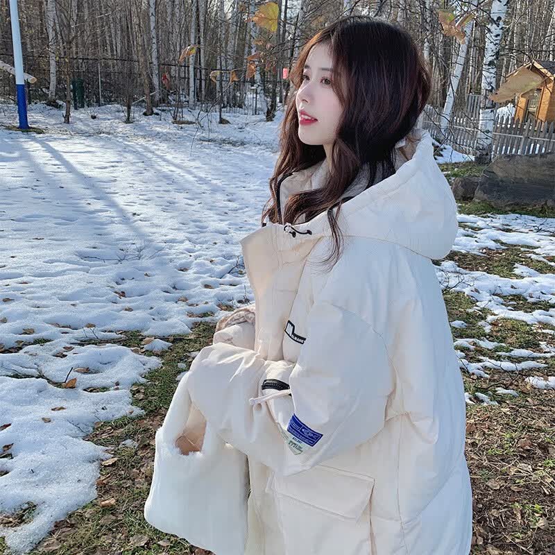画澈羽绒棉服女冬季新款韩版女学生宽松棉袄外套小个子面包服加厚棉衣 白色 M【95-110斤】怎么看?