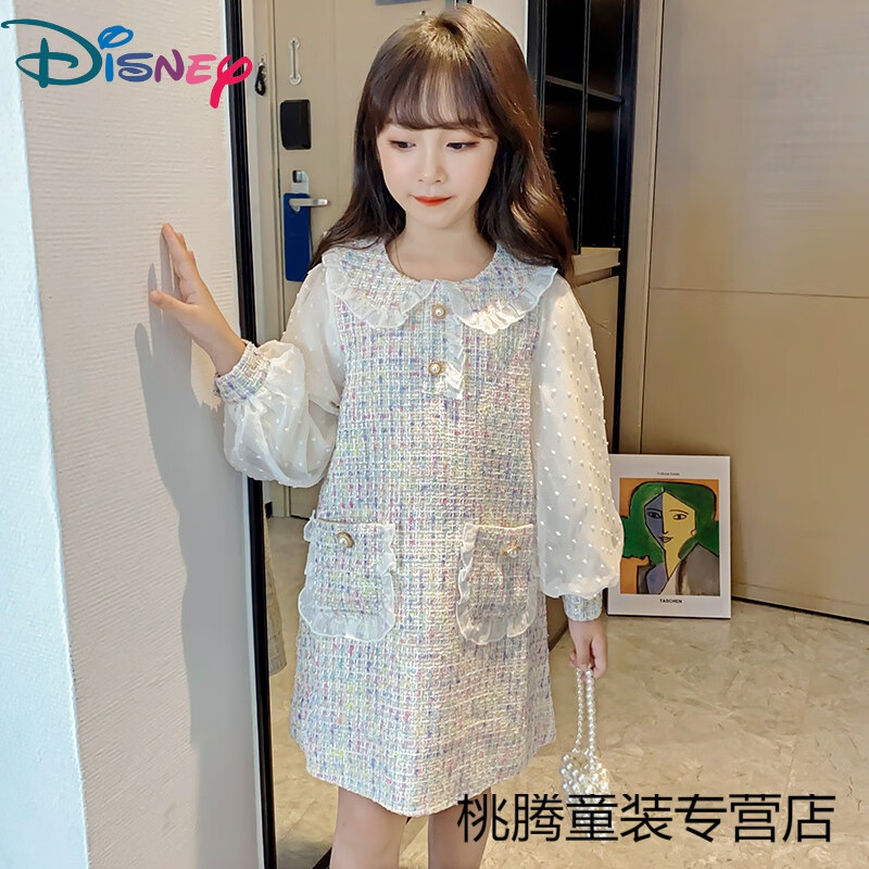 迪士尼(disney)童装女童连衣裙春秋季新款4-12岁女孩洋气小香风公主裙