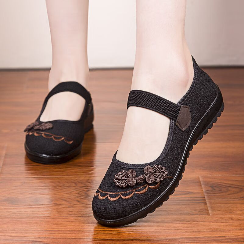 乐拓健老北京布鞋女春秋中老年人妈妈单鞋子防滑奶奶休闲软底老婆女