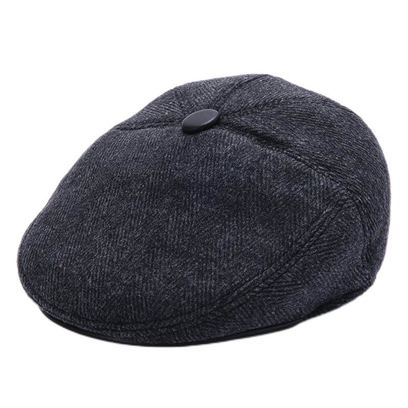 MAXVIVI 鸭舌帽男 加厚保暖老人护耳帽 MMZ743036 黑色5945323
