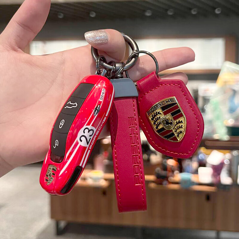 哈里发保时捷钥匙壳新卡宴勒芒23号macan911taycan帕拉梅拉718钥匙扣
