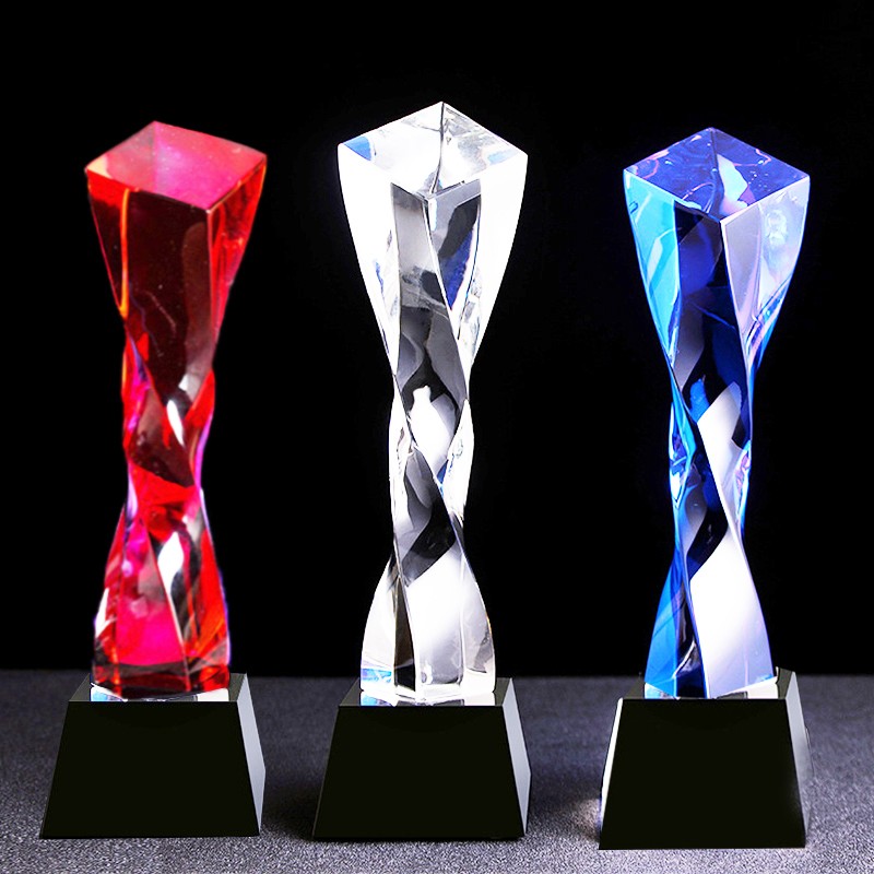 英友(enyou)彩色扭柱水晶奖杯荣誉颁奖运动会体育比赛奖杯企业定制一