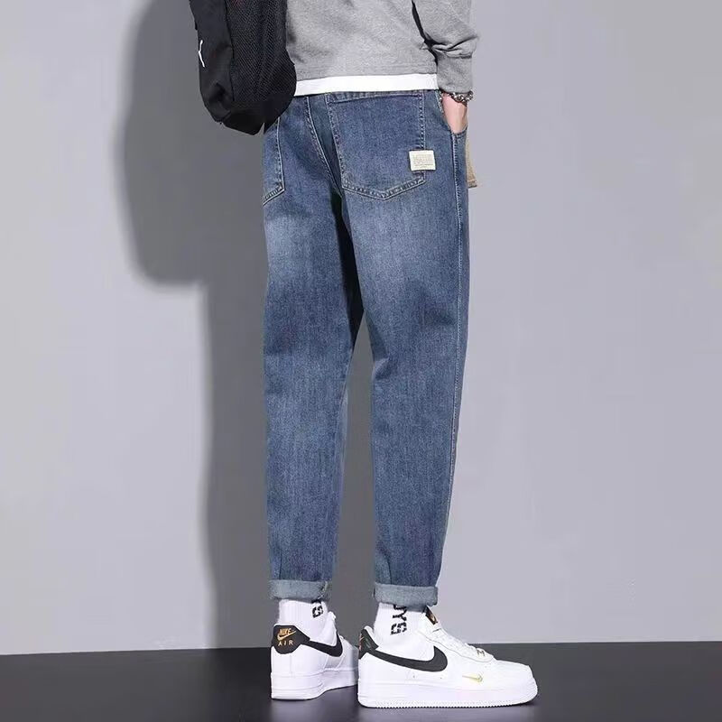 男士九分锥形萝卜裤搭配马丁靴的牛仔裤牛仔裤男士秋冬新款宽松直筒