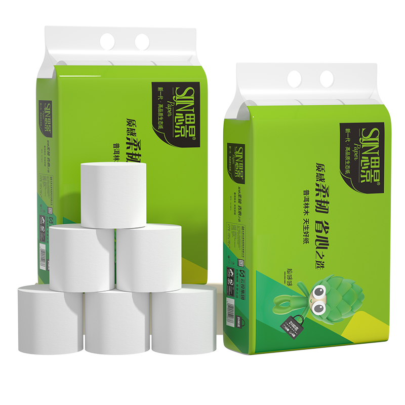 思景无芯卷纸30卷4层加厚实惠装家用卷纸卫生纸巾整箱2提装原生木浆纸 4层 140g/卷*30卷 15卷/提*2提